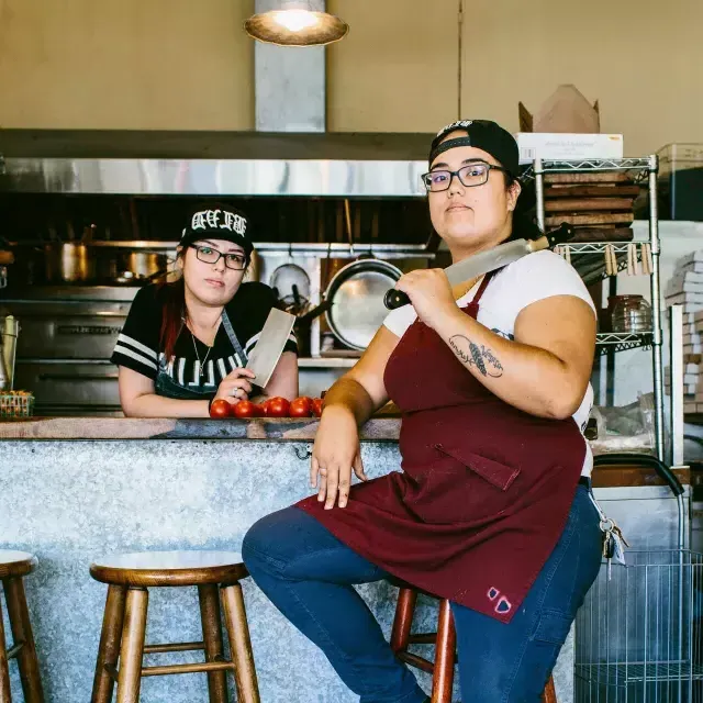 Joyce Conway & Mel Lopez in the kitchen